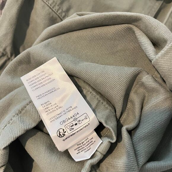 Free People Washed Army Green Marci Denim Jumpsuit Women's Size Large - Picture 7 of 7